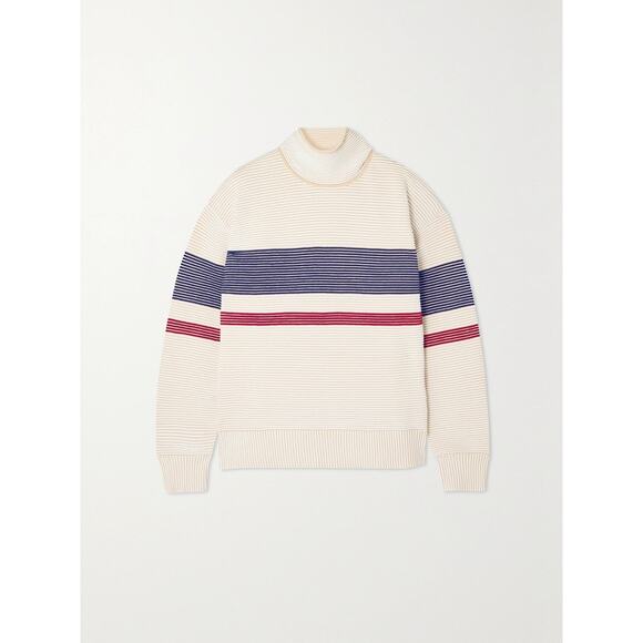 Nagnata Sama Retro Striped Ribbed Sweatshirt - XS - Cream - Picture 1 of 4